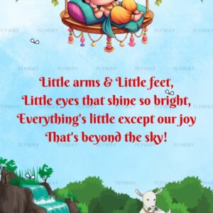 Krishna Swing Baby Invite with Colorful Peacock Feathers
