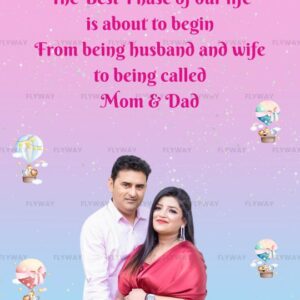 Baby Boy Gender Reveal E-Invite with Pastel Clouds and Hot Air Balloon