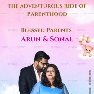 Dreamy Pink and Blue-Themed Gender Reveal Invitation with Expecting Parents