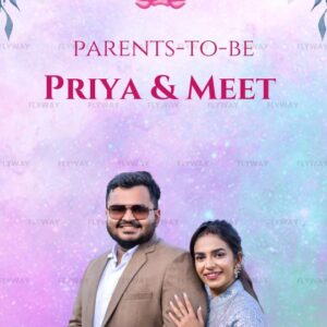 Divine Baby Girl Announcement Invite with Peacock, Tree, and Laxmi Illustration
