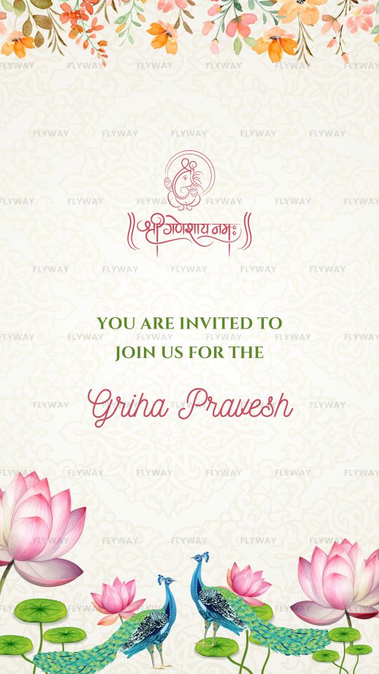 Minimalistic Floral Grah Pravesh Invitation Video in English