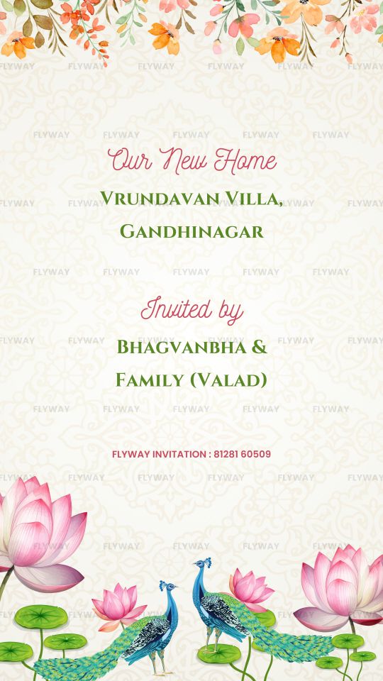 Griha Pravesh Invitation Video Featuring Minimal Flowers and Clean Layout