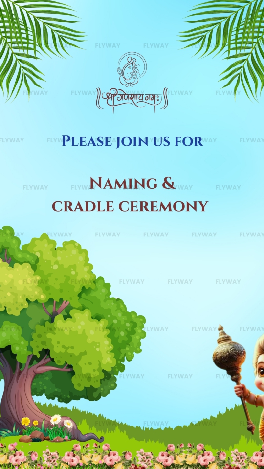 Personalized Naming Ceremony E-Invite with Hanuman Theme for Beautiful Couple