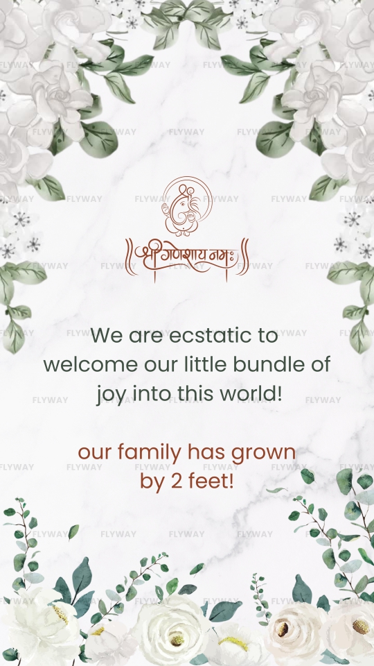 Naming Ceremony Invitation Video with Baby Doodle and Floral Theme