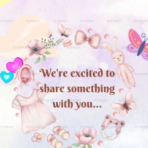 Pastel Pragnancy Announcement E-Invite with Rainbow and Baby Essentials