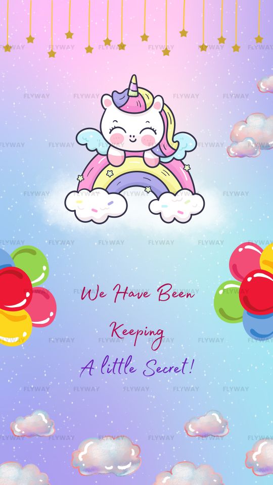 Whimsical Pregnancy Announcement E-Invite Featuring Unicorn and Balloons