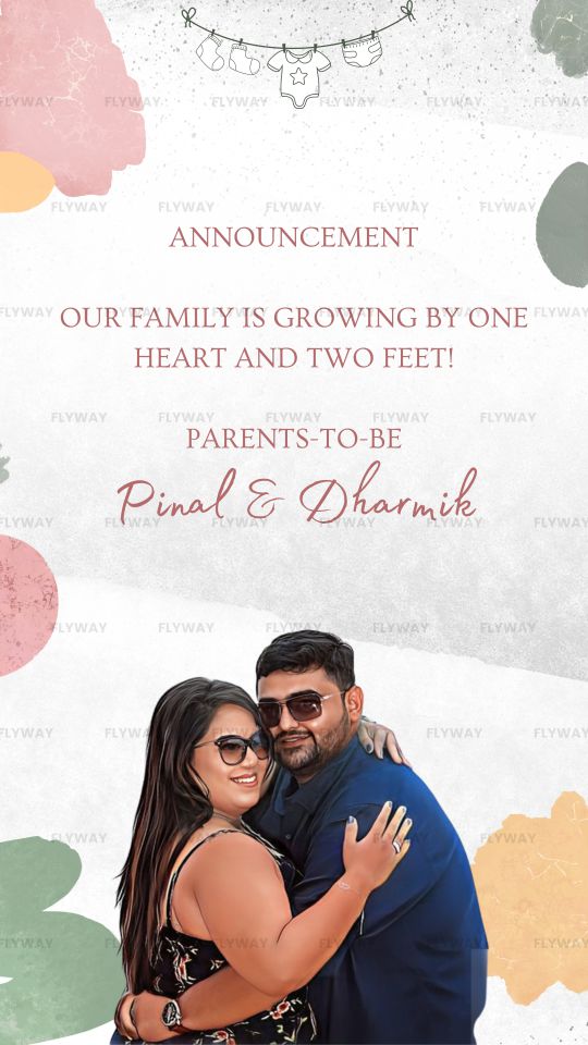 Artistic Pregnancy Announcement Video with Couple Portrait and Pastel Background