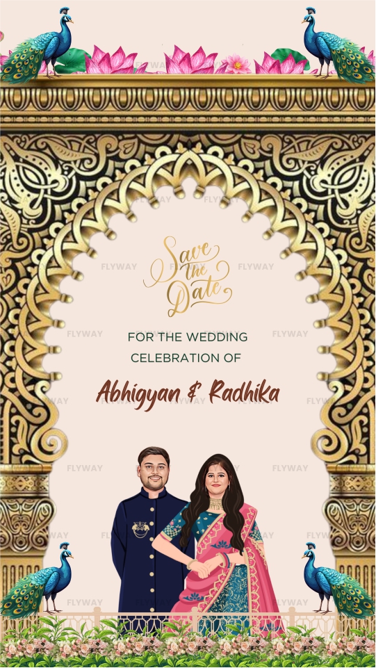 Grand Wedding Save the Date Video with Royal Indian Fort Backdrop and Radha Krishna Theme