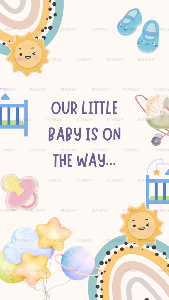 English Baby Shower E-Invite with Baby Doodle, Toys, and Starry Balloon Design