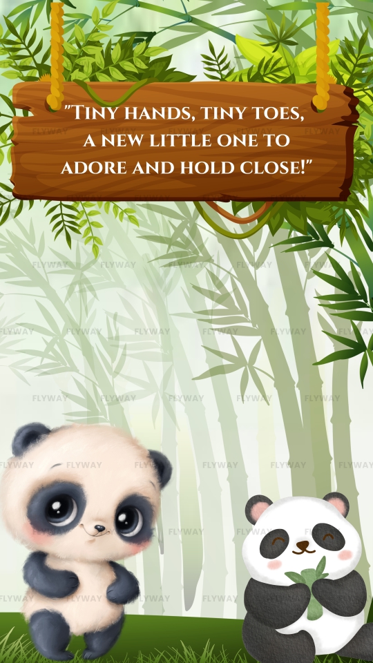 Cartoon Baby Panda-Themed Baby Shower Video with Bamboo and Leafy Design