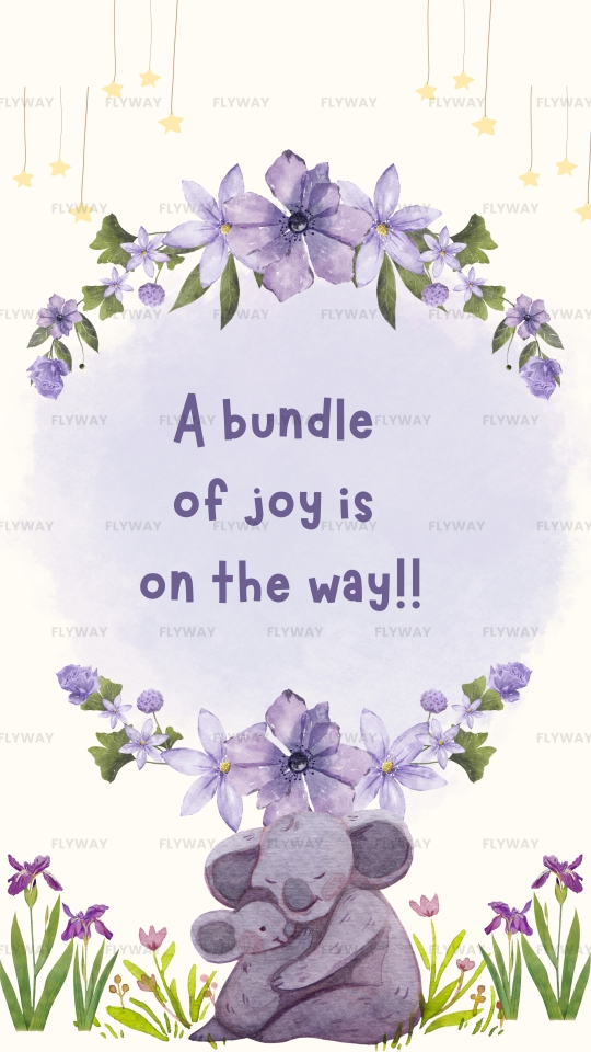 Floral Baby Shower E-Invite with Elephant and Purple Botanical Theme