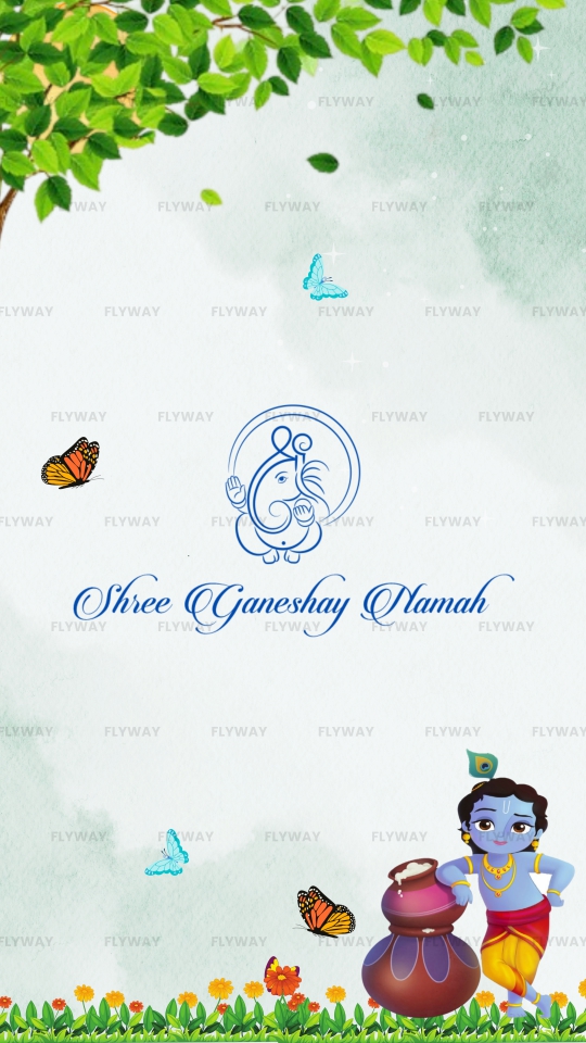 Traditional Krishna Baby Shower Invitation Video with Radhe Krishna and Floral Forest Theme
