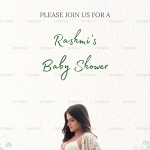 English Baby Shower Invitation with Simple Leaf Motifs