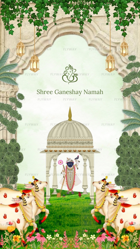 Cultural Baby Shower Video with Pichwai Shree Nathji Motifs and Artistic Florals
