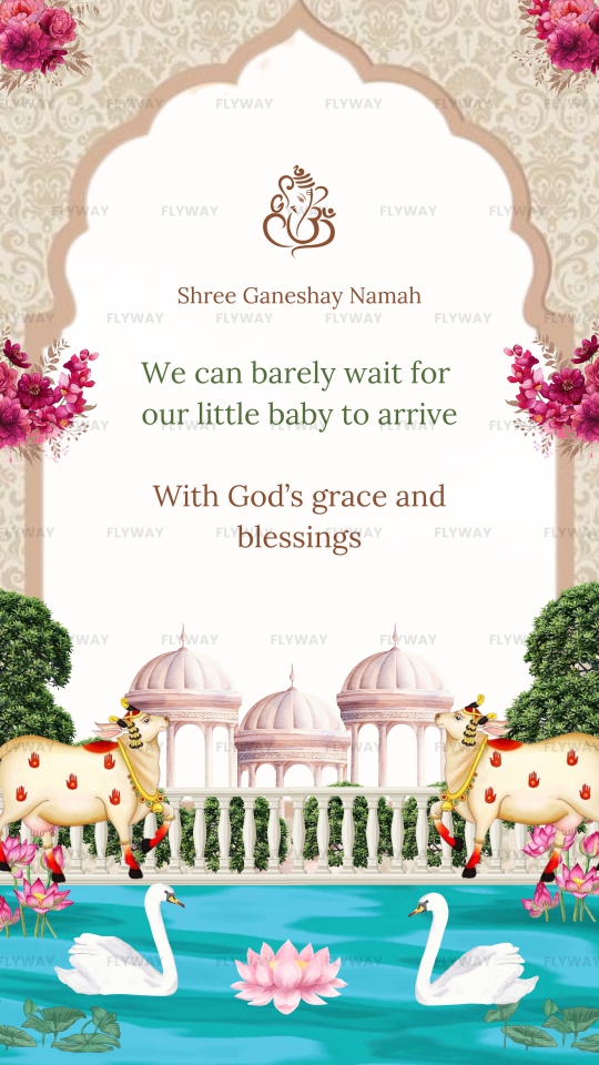 Cultural Baby Shower Invitation Video with Pichwai Lotus and Animal Motifs