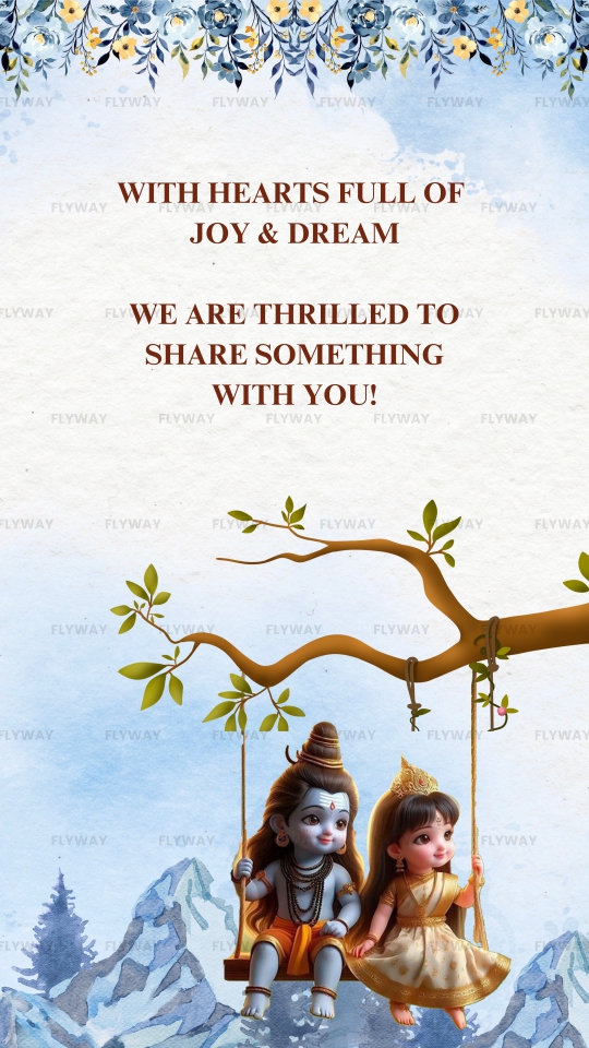 Divine Shiva-Parvati Baby Shower E-Invitation in Gujarati with Purple Mountain Theme