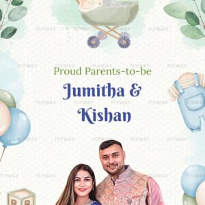 Colorful Baby Shower Invitation Video with Clothesline, Leaves, and Balloons