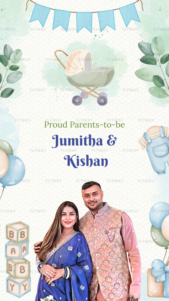 Colorful Baby Shower Invitation Video with Clothesline, Leaves, and Balloons