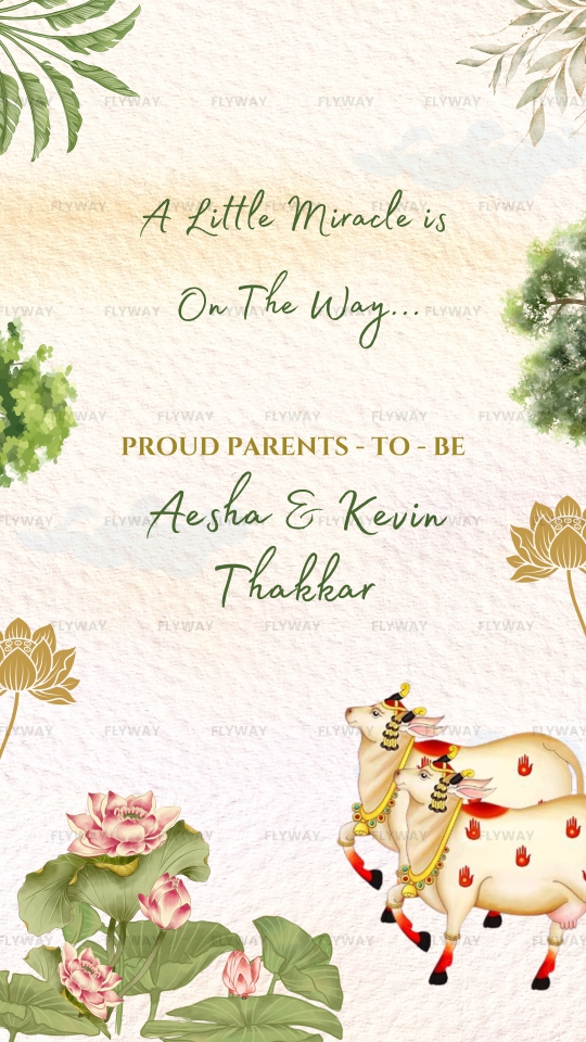 Floral Baby Shower Invitation Video with Flowers, Leaves, and Peacock