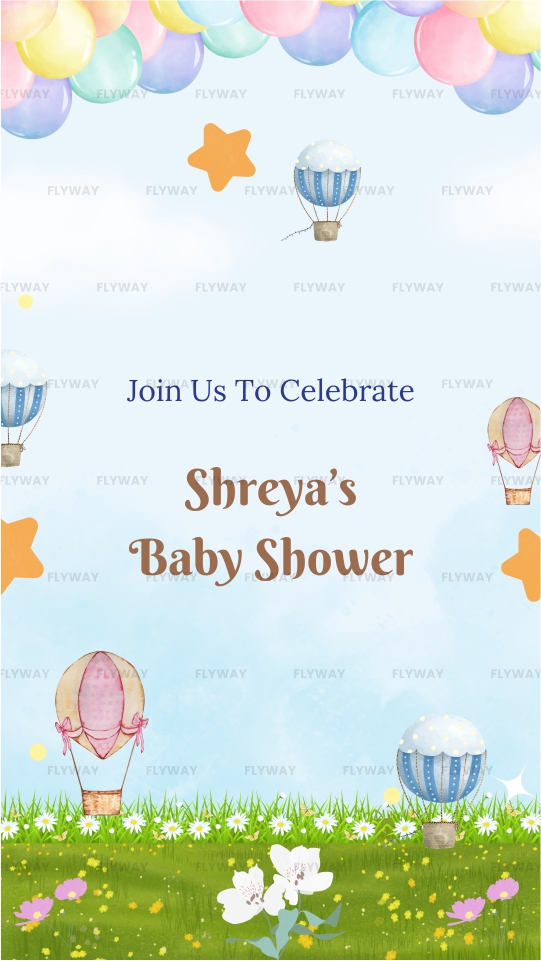 Seemant Vidhi Baby Shower Video with Teddy, Balloons, and Fun Cartoon Design