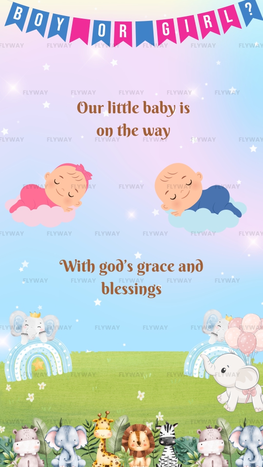 Baby Shower E-Invite with Rainbow, Elephant, and Lion in Playful Design