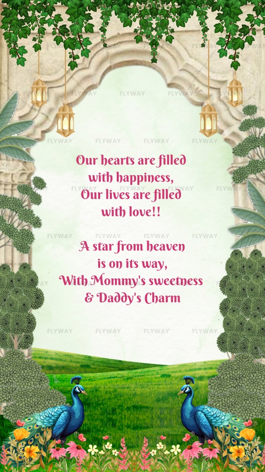 Elegant Pichwai Baby Shower Invitation Video with Leaves, Cows, and Flowers