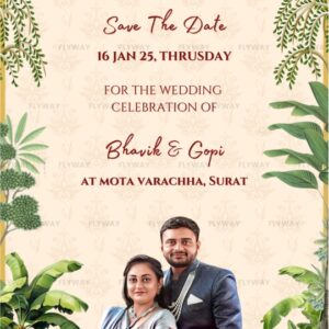 Customizable Save the Date Card with Mughal Art for Couples