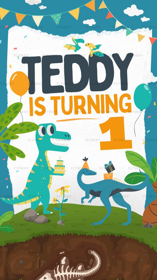 Fun Dinosaur Birthday Video Invite with Bright Colors