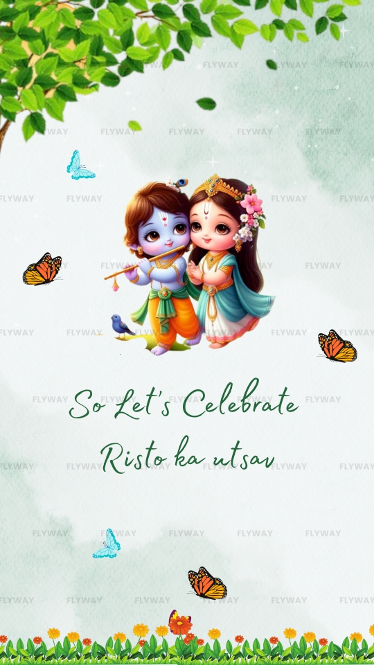 Krishna-Themed Baby Shower E-Invite Featuring Butterflies and Peacock Motif