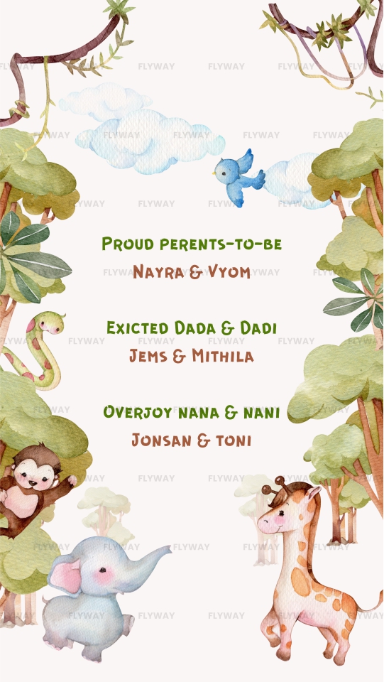 Baby Shower Invitation Video with Monkey, Elephant, Lion, and Forest Theme