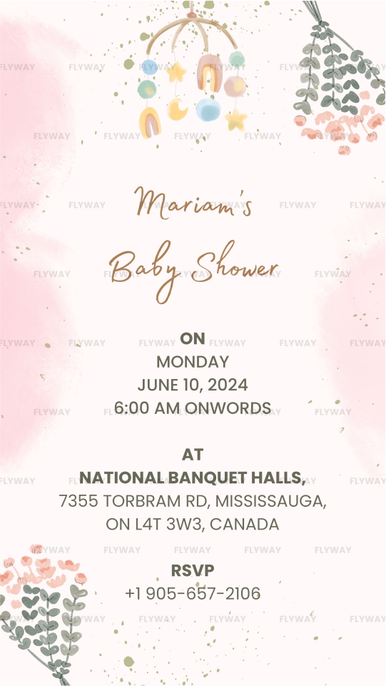 Seemantham E-Invite Featuring Elegant Pink Flowers in Minimal Style