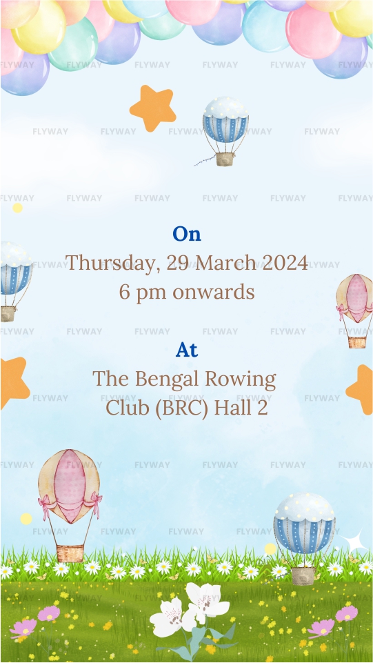 Seemantham E-Invite Featuring Cute Teddy Bear and Starry Balloon Theme