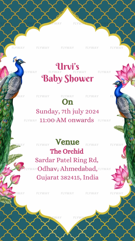 Seemant Vidhi Baby Shower Video Featuring Krishna, Lakshmi, and Peacock Design
