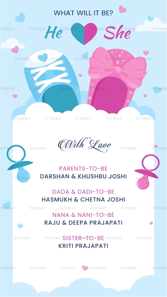 Baby Shower Invitation Video with Baby Boy & Girl Doodle and Cradle