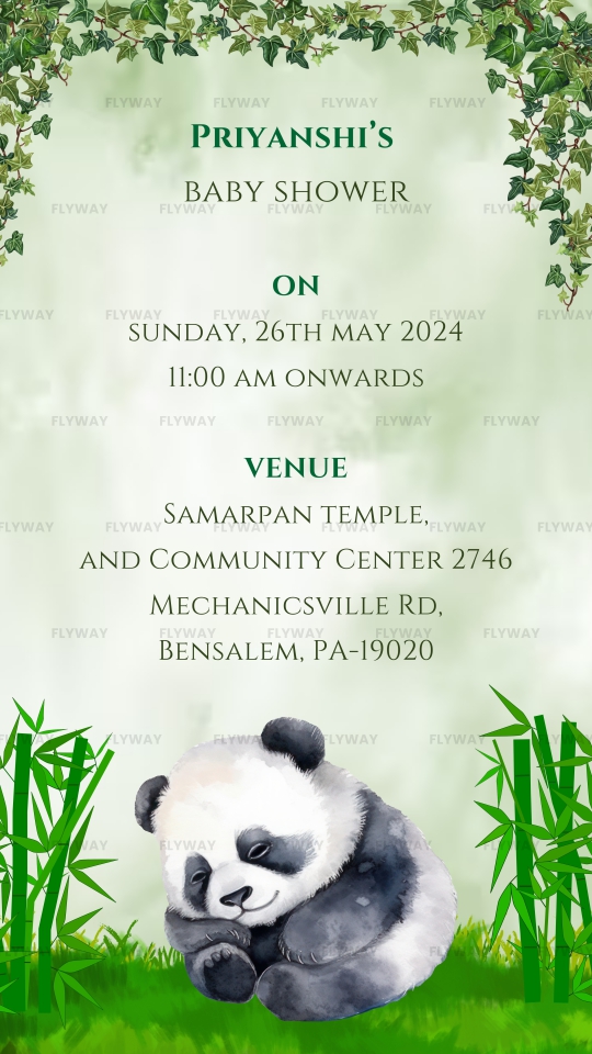 Seemant Vidhi Baby Shower Video with Panda, Leaves, and Nature Elements