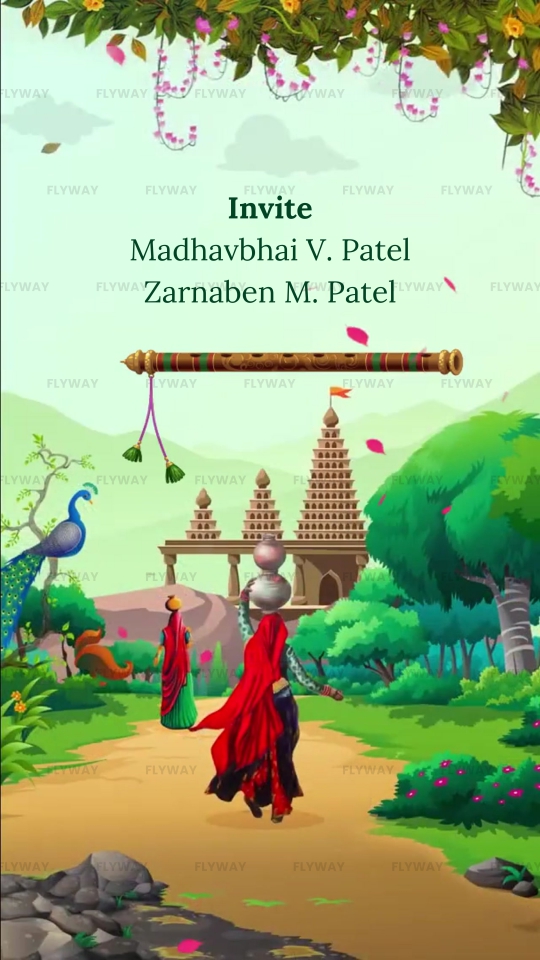 Baby Shower Invitation Video with Little Radhe Krishna, Temple, Cow, and Peacock