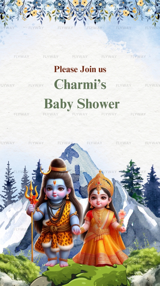 Seemant Vidhi Baby Shower Video with Snowy Peaks and Divine Shiva-Parvati Theme