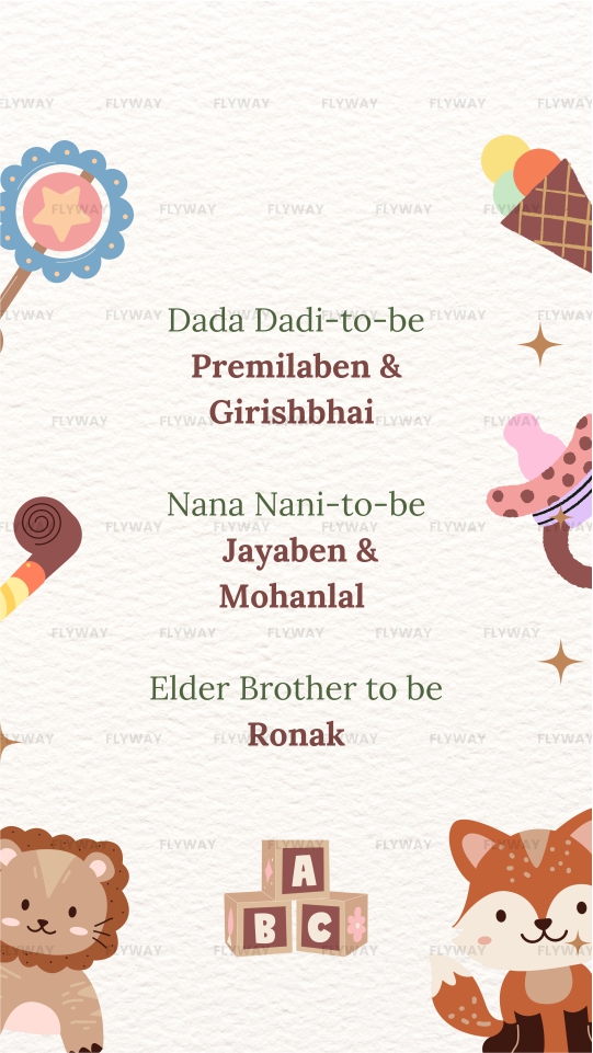 Seemantham E-Invite Featuring Sweet Treats and Cute Animal Illustrations