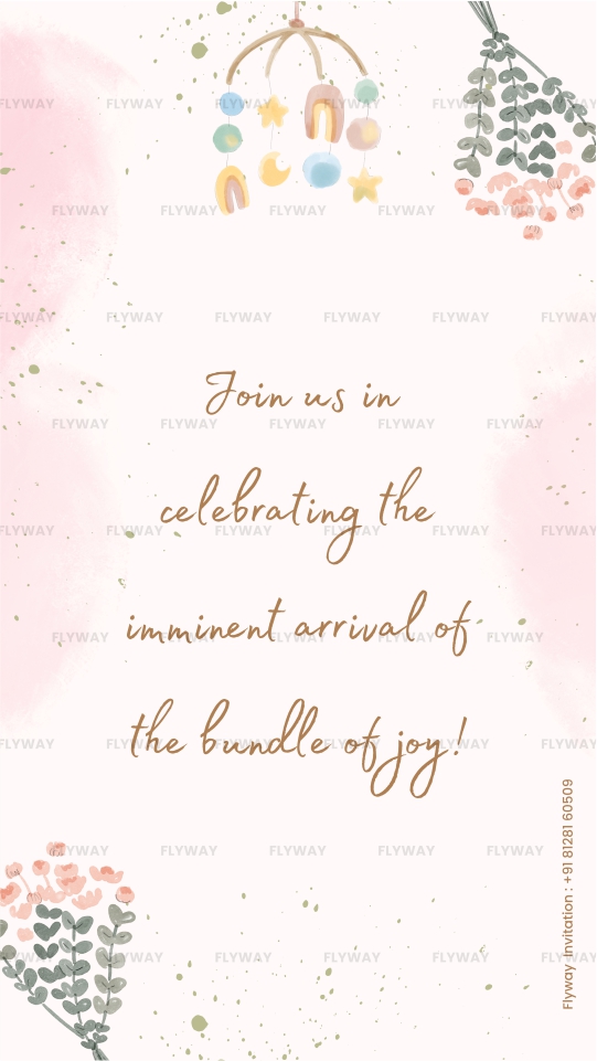 Pink Floral Baby Shower Invitation Video with Minimalist Flower Design