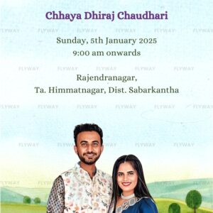 Seemantham E-Invite Featuring Krishna, Deer, and Floral Garden Design