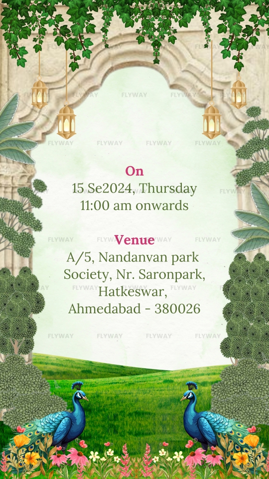 Pichwai Shree Nathji Baby Shower Invitation Video with Cows, Flowers, and Leaves