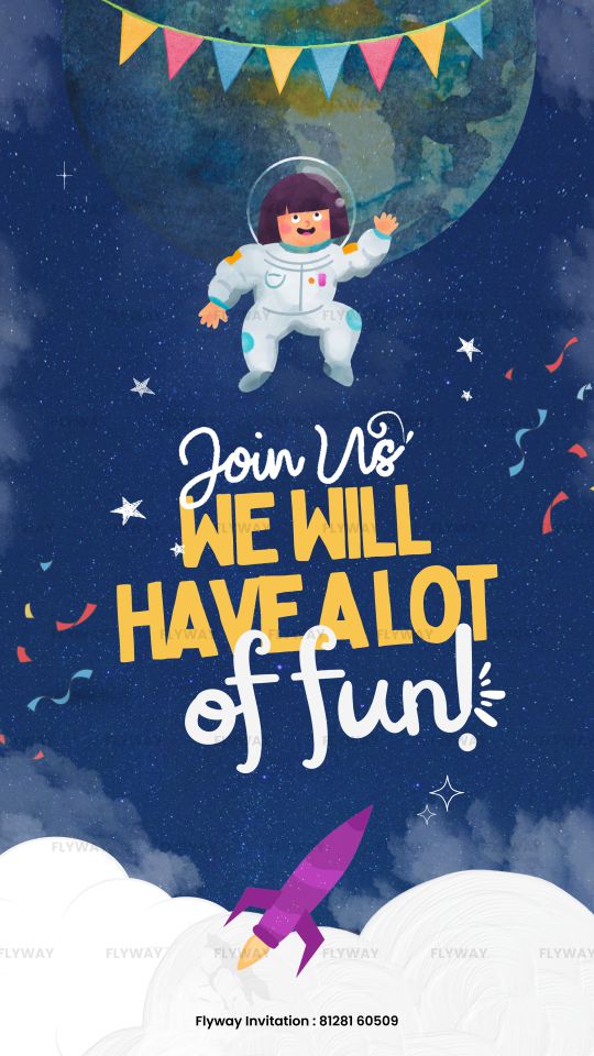 Galaxy Theme Birthday Party Video Invite for Children