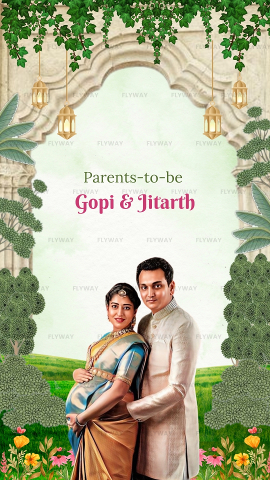 Seemant Vidhi Baby Shower Video with Traditional Pichwai Cows and Floral Design