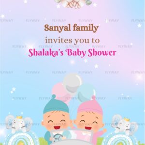 Playful Seemantham E-Invite Featuring Rainbow and Jungle Animals