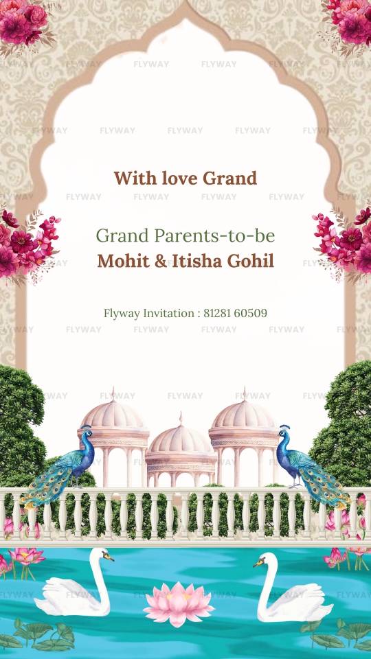 Pichwai-Themed Baby Shower Invitation Video with Cow, Lotus, and Peacock