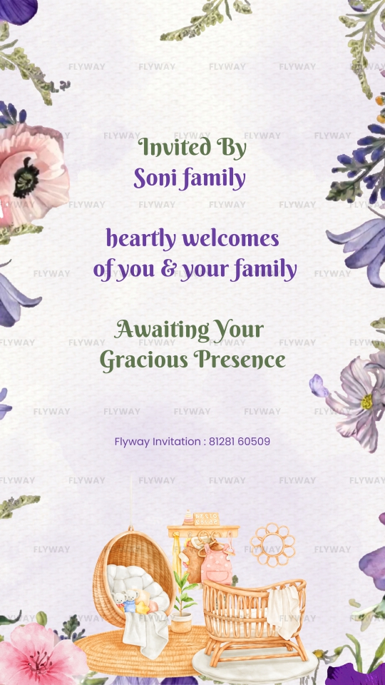 Floral Baby Shower Invitation Video with Flowers and Leaves