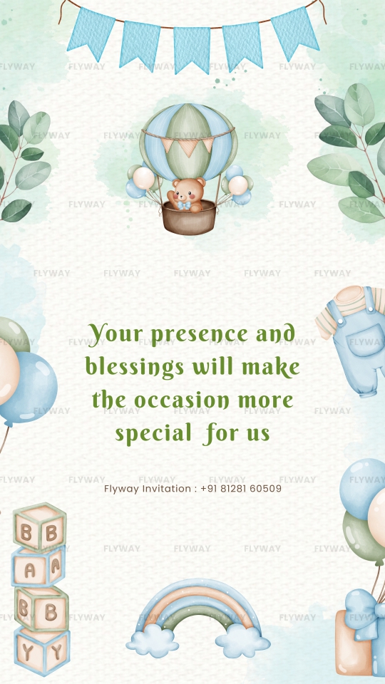 Playful Baby Shower Invitation Video with Baby Clothes, Balloons, and Leaves