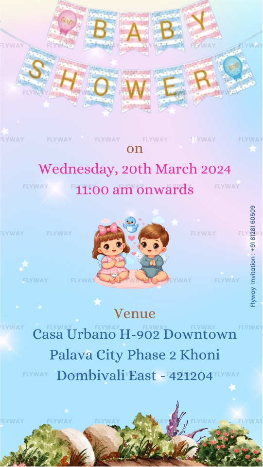 Baby Shower Invitation Video with Rainbow, Baby, Elephant, and Lion Theme