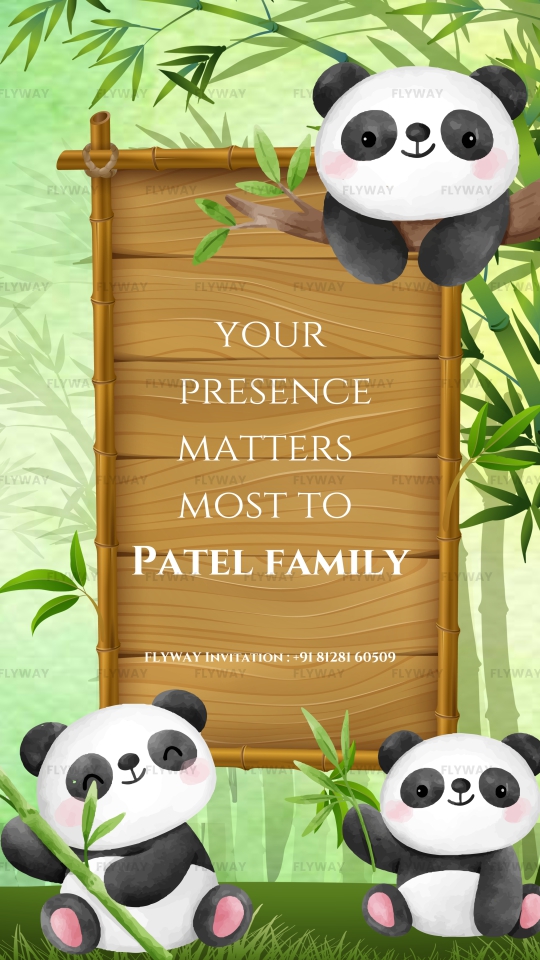 Baby Shower Invitation Video with Baby Panda, Bamboo Greenery, and Leaves