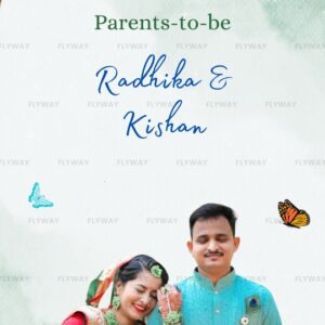 English Baby Shower E-Invite with Radhe Krishna, Peacock Feather, and Floral Design